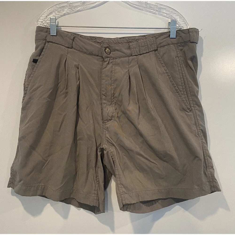The North Face Mens Pleated Hiking Shorts Taupe Brown Canvas Outdoor Size 38
